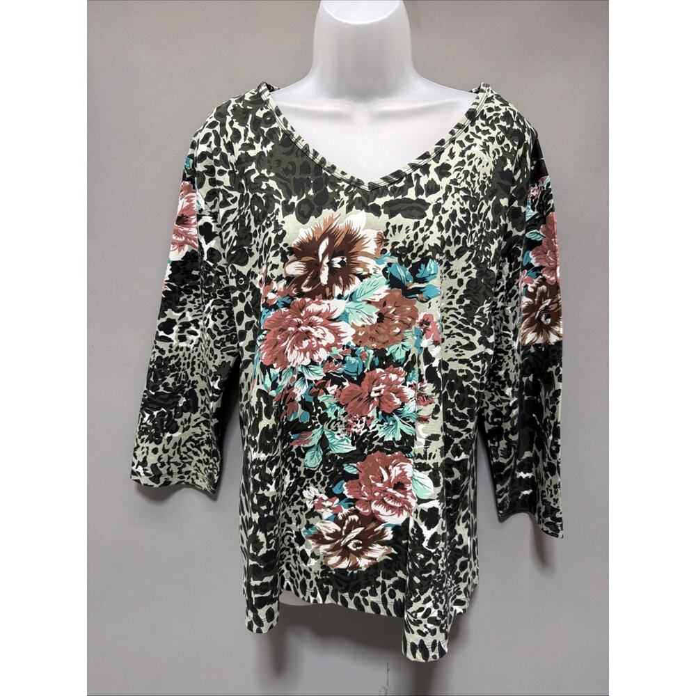 Vintage Keren Hart Womens Blouse Top L Multicolor Southwestern Art Studded New